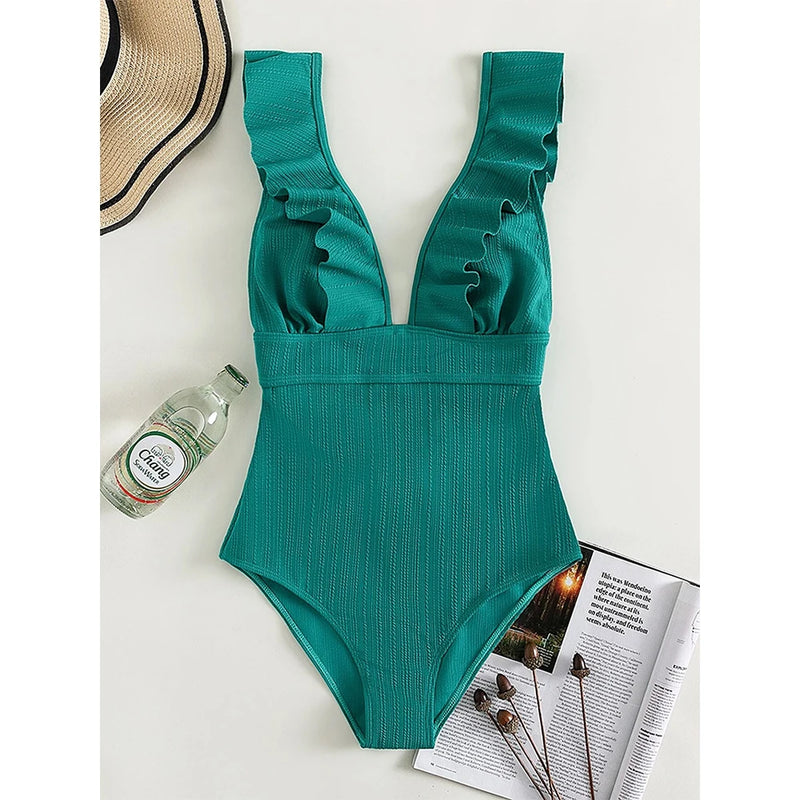 2023 One Piece Swimsuit Women Ruffle Swimwear Push Up Monokini Bodysuit Swimsuit Female Bathing Suit Summer Beach Wear