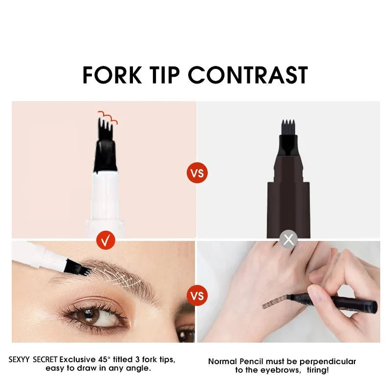 Dark Brown Eyebrow Pencil Microblading Eyebrow Pen Makeup Waterproof 4 Tip Eyebrow Pen Black Liquid Pen Enhancer Cosmetic