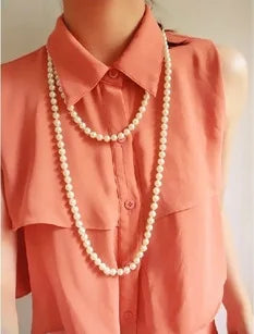 2024 New Fashion Women Jewelry Pearl Bead Necklace Long Sweater Chain Necklace For Women Dress Accessories Gift For Girl Mother