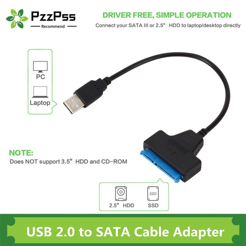 USB 2.0 SATA 3 Cable Sata To USB 2.0 Adapter Up To 6 Gbps Support 2.5 Inch External HDD SSD Hard Drive 22 Pin Sata III Cable