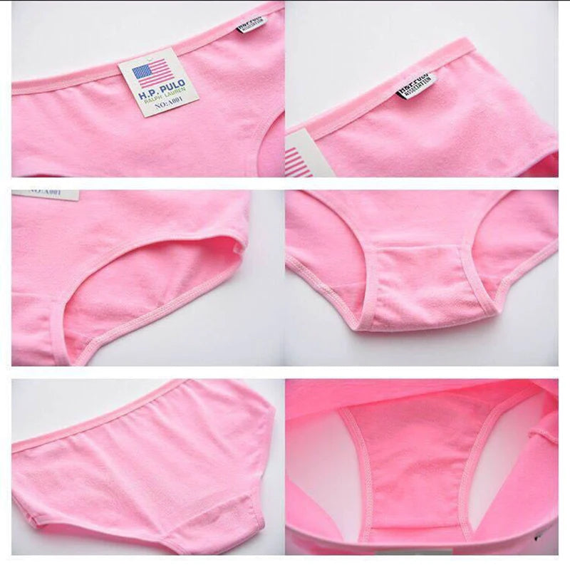 3Pcs/Set Candy Color Underwear Womens Comfortable High-quality Cotton Panties Mid-waist Breathable Underpanties Plus Size Briefs