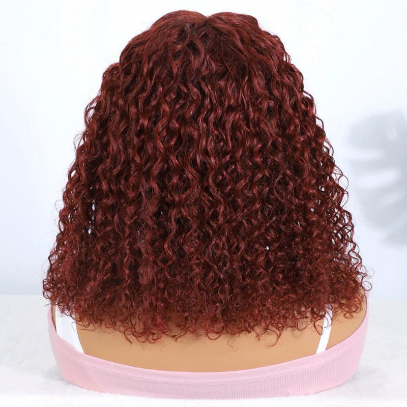 Lekker Ginger Brown Short Water Wave Bob 13x6x1 Lace Front Human Hair Wig For Women Brazilian Remy Hair HD Lace Colored Deep Wig