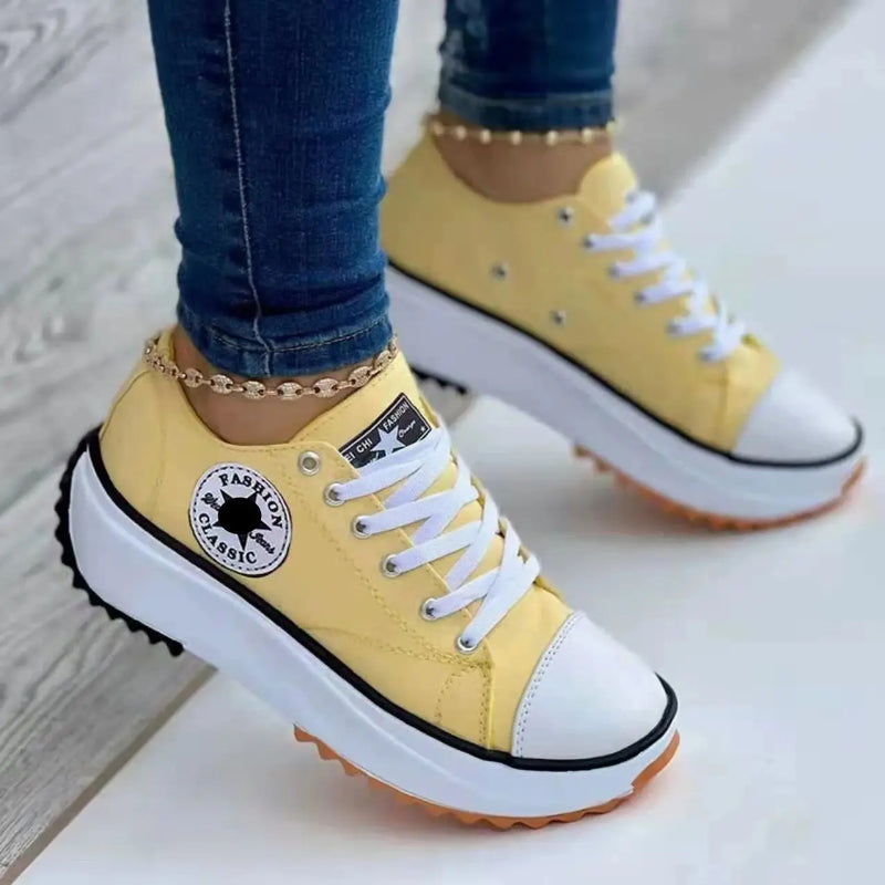2024 New Ladies Sneakers Comfortable Breathable Canvas Shoes Fashion Lace Up Flat Ladies Casual Shoes Brand Shoes for Women