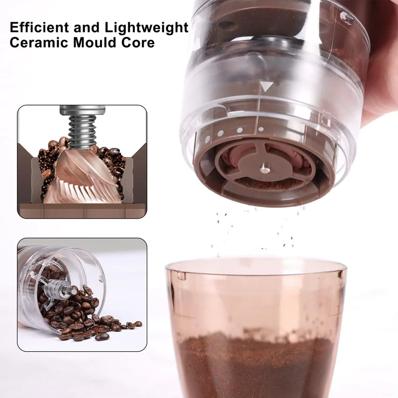 Portable Electric Manual 2-in-1 Coffee Grinder Professional Ceramic Grinding Core rechargeable 5 gears Adjustable coffee powder
