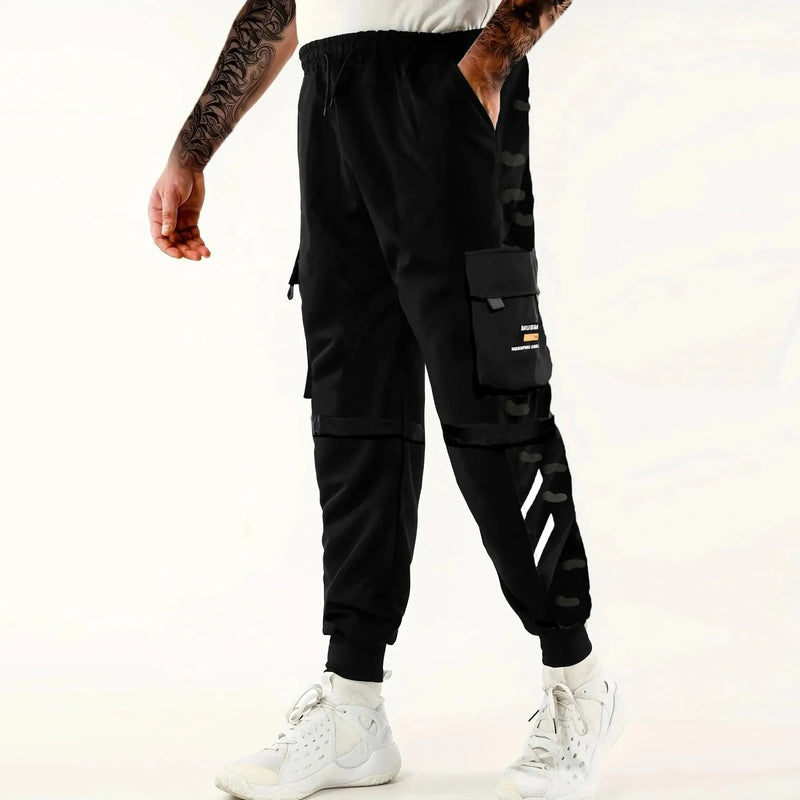 Loose Fit Multi Pocket Joggers For Spring Summer, Men's Street Style Waist Drawstring Casual Pants Cargo Pants For Fitness Outdo