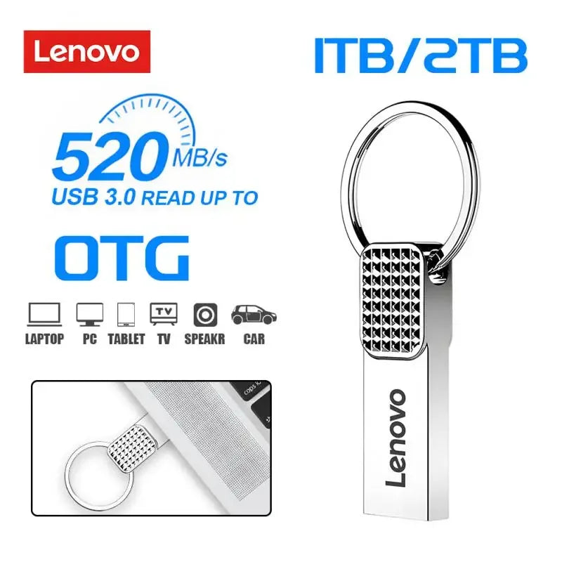 Lenovo USB 2TB OTG Metal USB 3.0 Pen Drive Key 1TB 512GB Type C High Speed Pendrive Mini Flash Drive Memory Stick Waterproof