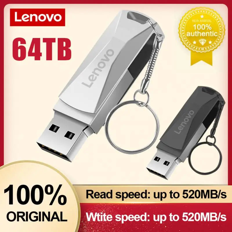 Lenovo Metal 2TB USB Disk Flash Drive USB 3.0 High Speed File Transfer 64TB 6TB Ultra-large Capacity Waterproof Mechanical Style