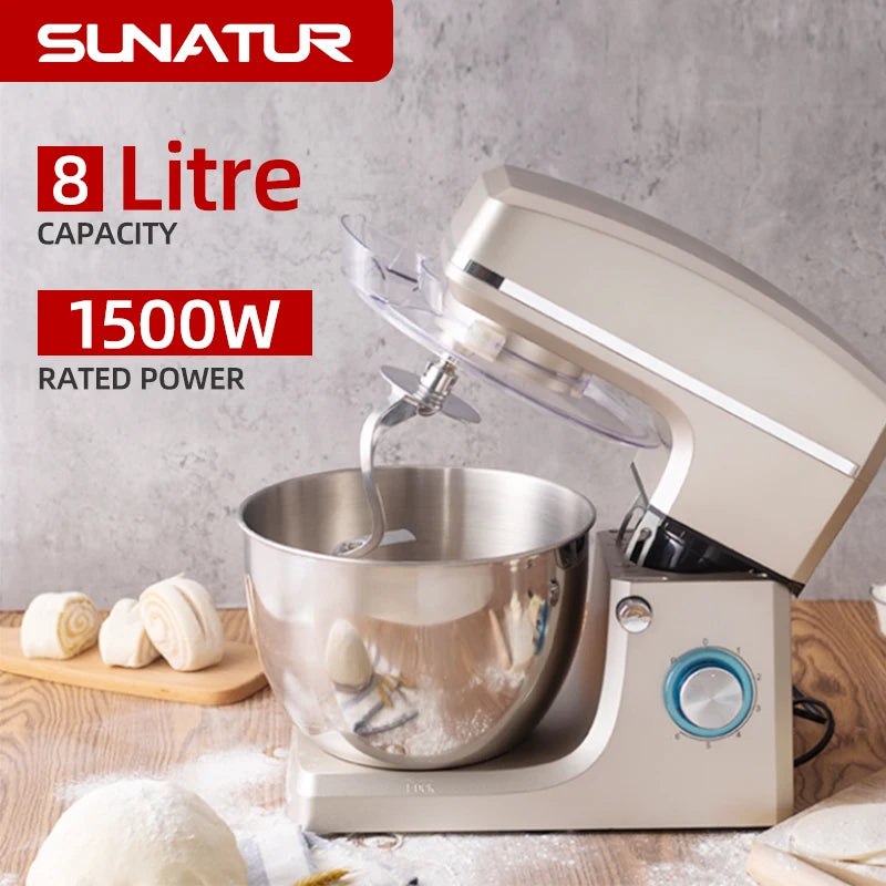 SUNATUR 8L Stand Mixer Electric Food Crusher  Food Processors Home Appliance Home Appliance Mixer Planetary mixer Beater
