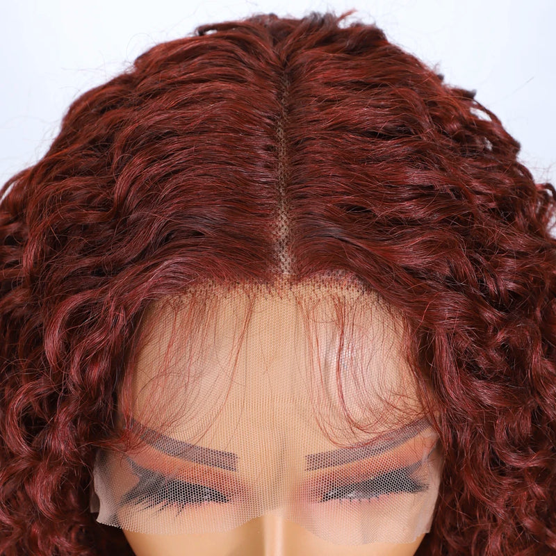 Lekker Ginger Brown Short Water Wave Bob 13x6x1 Lace Front Human Hair Wig For Women Brazilian Remy Hair HD Lace Colored Deep Wig