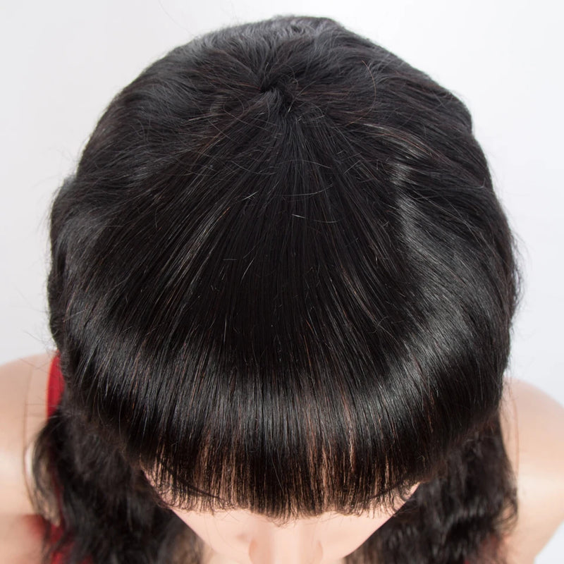 Lekker Wear to go Natural Wavy Bob Human Hair Wigs With Bangs For Women Brazilian Remy Hair Glueless Loose Body Wave Long Wigs