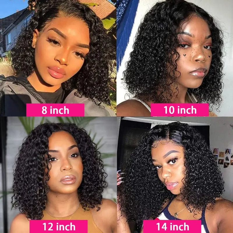 Curly Lace Front Human Hair Wig Short Bob Wig Deep Wave Frontal Wigs For Women Brazilian Water Wave 4x4 Lace Closure Wig Sale