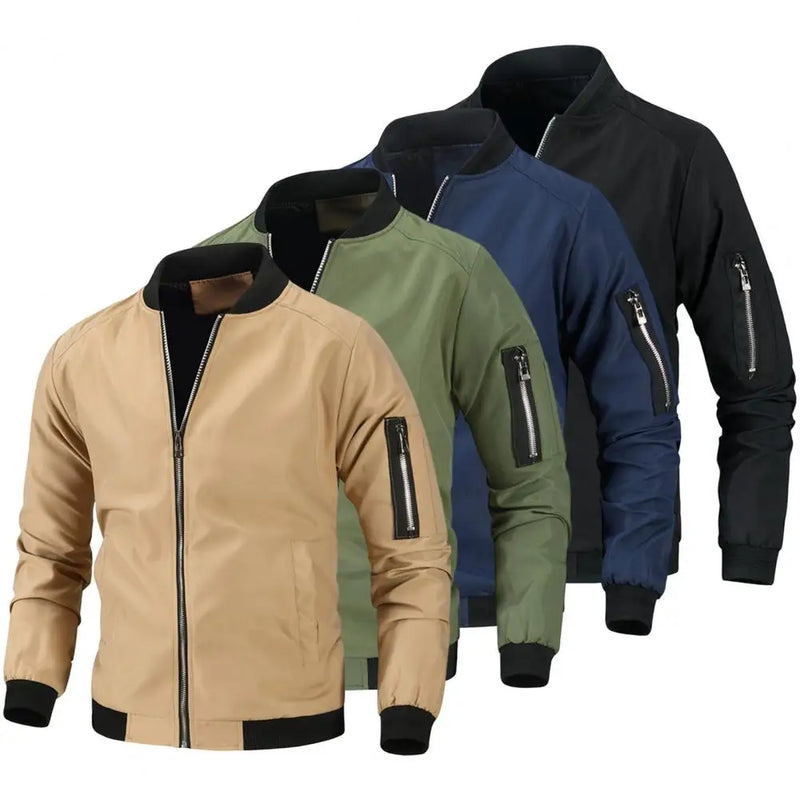 Men's Bomber Jacket Outerwear Casual Hip Hop Zipper Coats Windbreaker Fashion Baseball Uniform Aviator Jackets Male Clothing