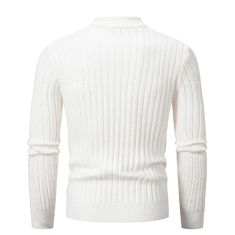 2023 Autumn and Winter New Men's Sweaters Sheep Fleece Solid Jacquard O-Neck Knitted Sweaters Warm Slim High Quality Pullover