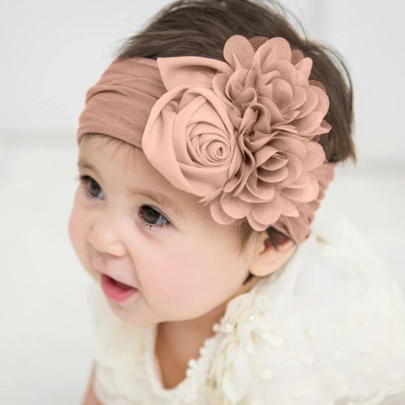 Kids Headwear Soft Stretch Flower Headband Knot Wide Nylon Headwraps Baby Girls Hair Bands Photo Props for Newborn Accessories