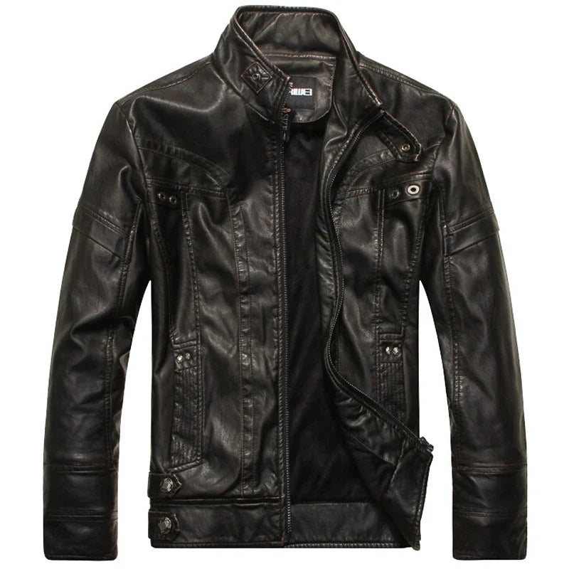 Leather Jacket Men Motorcycle Jackets jaqueta de couro masculina motoqueiro casaco male leather bomber jacket Mens veste homme