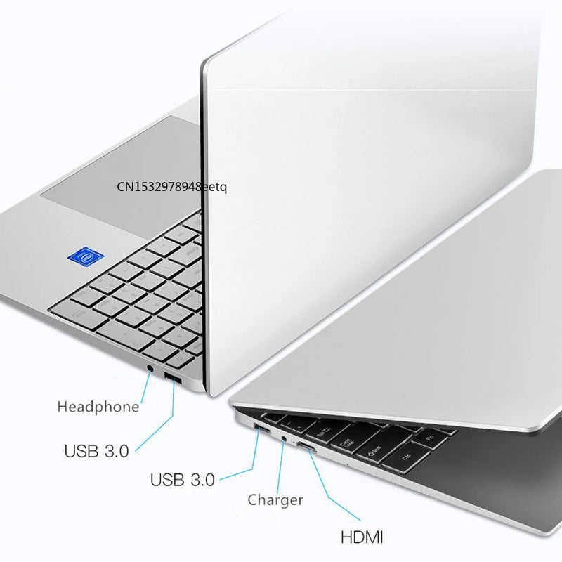QMDZ Intel Laptop 15.6 Inch Windows 10 11 Pro IPS Portable Laptop 12G RAM 128GB/256GB/512GB/1TB SSD HDMI Notebook