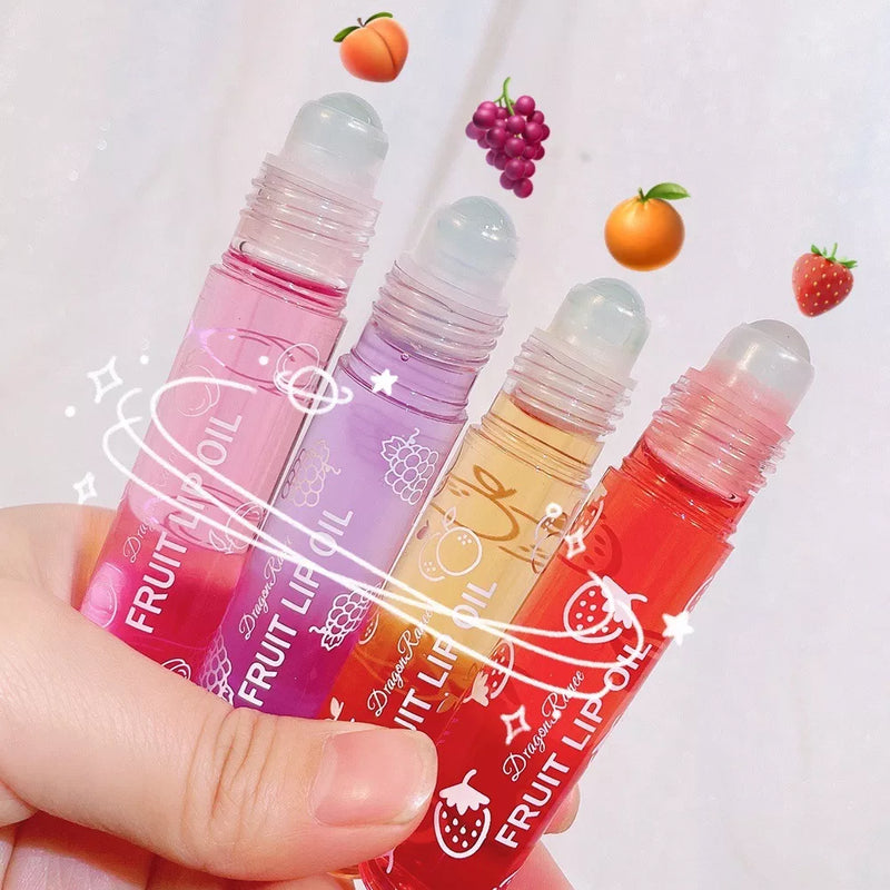 Fresh Fruit Roll-on Lip Balm Lip Makeup Primer Moisturizing Clear Transparent Lip Oil Long Lasting Hydrating Lip Gloss Cosmetics