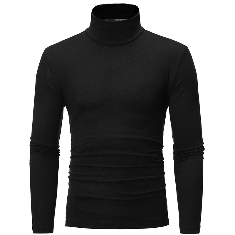 Casual Men's Thermal Underwear Slim Turtleneck tops Long Sleeve solid color basic Tops T-shirt undershirts Pullover man clothing