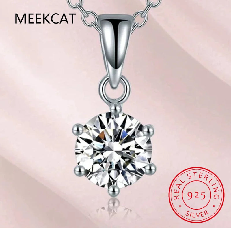 Moissanite Diamond Fashion Wedding Pendant Necklace for Women 925 Sterling Silver Long Chain Luxury Jewelry Colar de Prata