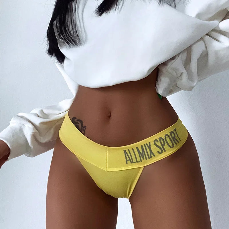 Sexy Thong Women Panties Underwear Letter Ladies Briefs Seamless Lingerie Panty Comfortable Fitness Sport T Back Size M-XL