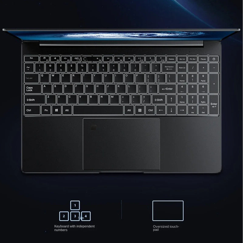 AKPAD 2024  Windows 10 11 Pro Ram 12GB Rom 128GB 256GB 512GB 1TB SSD Ultrabook Computer 5G Wifi Bluetooth Cheap Office Black Laptop