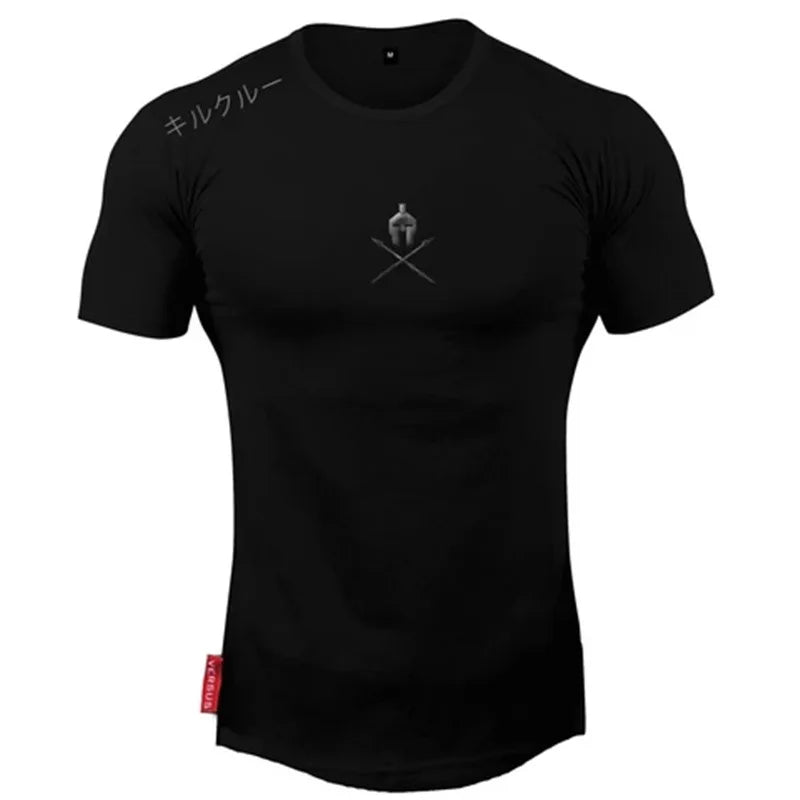 Camiseta esportiva justa masculina, camiseta para exercício físico, em 5 cores, ajuste, academia, musculação e exercício, novo