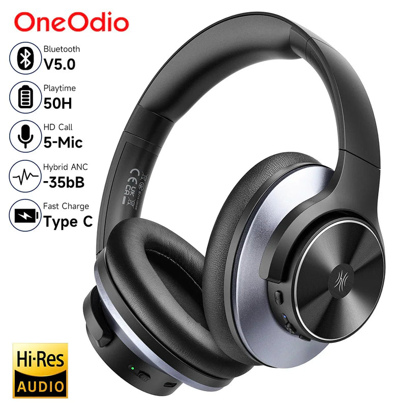 Oneodio A10  Headphones Bluetooth With Hi-Res Audio Over Ear Wireless Headset ANC With Microphone