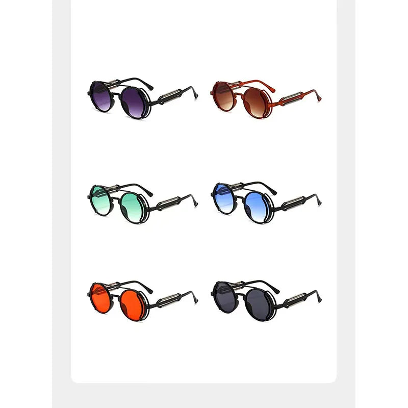 New Punk Small Frame Circle Sunglasses Men's Hollow Out Mirror Legs are Fashion Sun Glasses Women Street Shooting Eyewear UV400