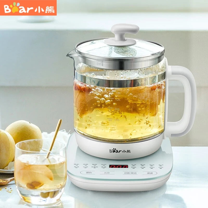 1.5L Health Kettle Intelligent Insulation Electric Kettle Multi-functional Tea Maker Thickened Glass Flower Teapot Health Pot