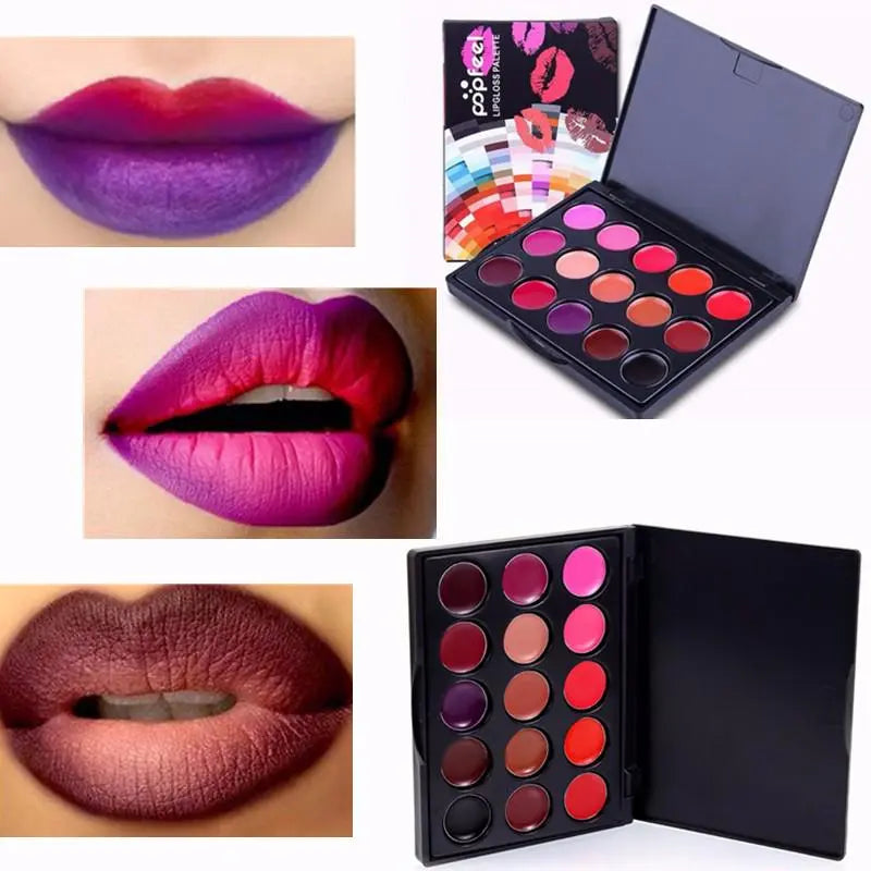 15 Colors/Set Lip Gloss Palette Women Moisturizing LongLasting Matte Lipstick Women Girls Lipstick Nude Lip Cosmetic Makeup Tool
