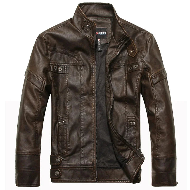 Leather Jacket Men Motorcycle Jackets jaqueta de couro masculina motoqueiro casaco male leather bomber jacket Mens veste homme