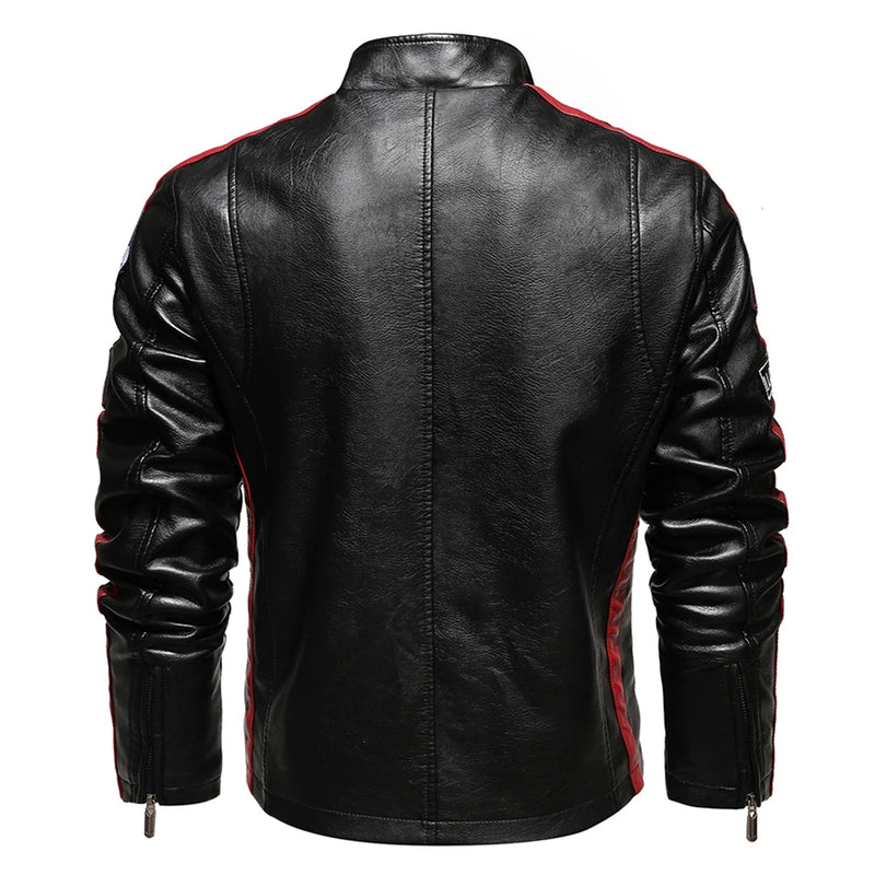 Mens Vintage Motorcycle Jacket 2024 Men Fashion New Biker Leather Jacket Male Embroidery Bomber Coat Winter Fleece Pu Overcoat