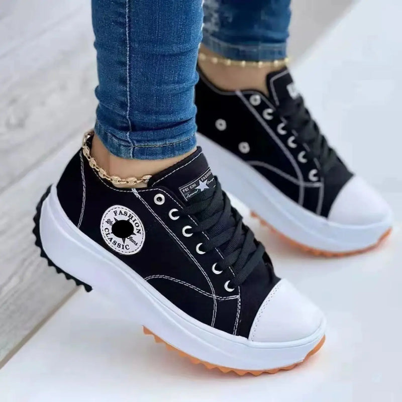 2024 New Ladies Sneakers Comfortable Breathable Canvas Shoes Fashion Lace Up Flat Ladies Casual Shoes Brand Shoes for Women