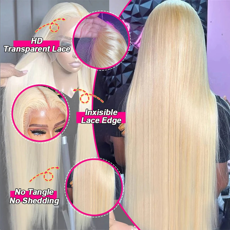 HD Transparent 613 Blonde Straight 13x6 Lace Frontal Wig Brazilian Colored Preplucked 13x4 Lace Front Wig Human Hair For Women