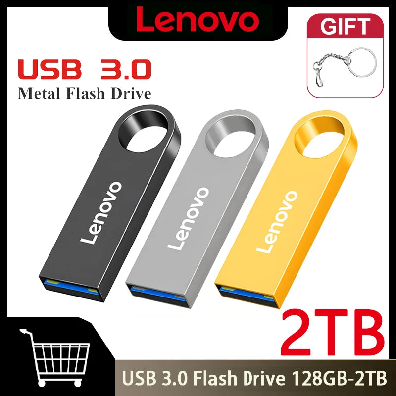 Lenovo USB 3.0 Pendrive 2TB USB Flash Drives High Speed Pen Drive 1TB 512GB Portable Metal Gift Flash Memory For Laptop Table PC