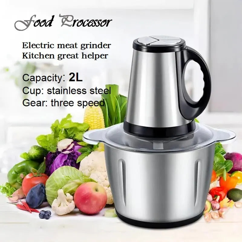 Electric Meat Grinder Home 2L With Small Stainless Steel Material Multifunction Multi-speed Cooking Machine