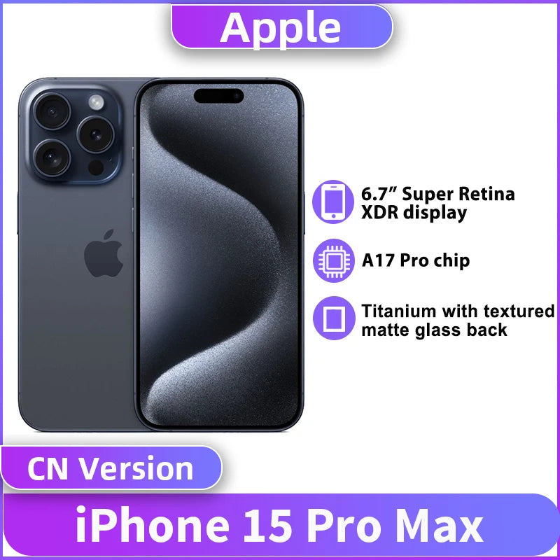 Apple iPhone 15 Pro Max 256GB/512GB/1TB 5G Smartphone 6.7" OLED Display A17 Pro Chips 48MP Main Camera NFC A3108 China Version