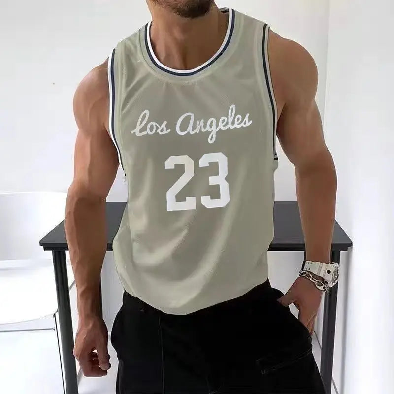 No. 23 Vest Sports Summer Men's Gyms Mesh Tank Tops Fitness Workou Joggers Sleeveless T-Shirt Male Basketball Training Fashion