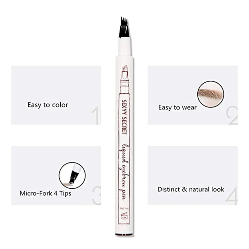Dark Brown Eyebrow Pencil Microblading Eyebrow Pen Makeup Waterproof 4 Tip Eyebrow Pen Black Liquid Pen Enhancer Cosmetic