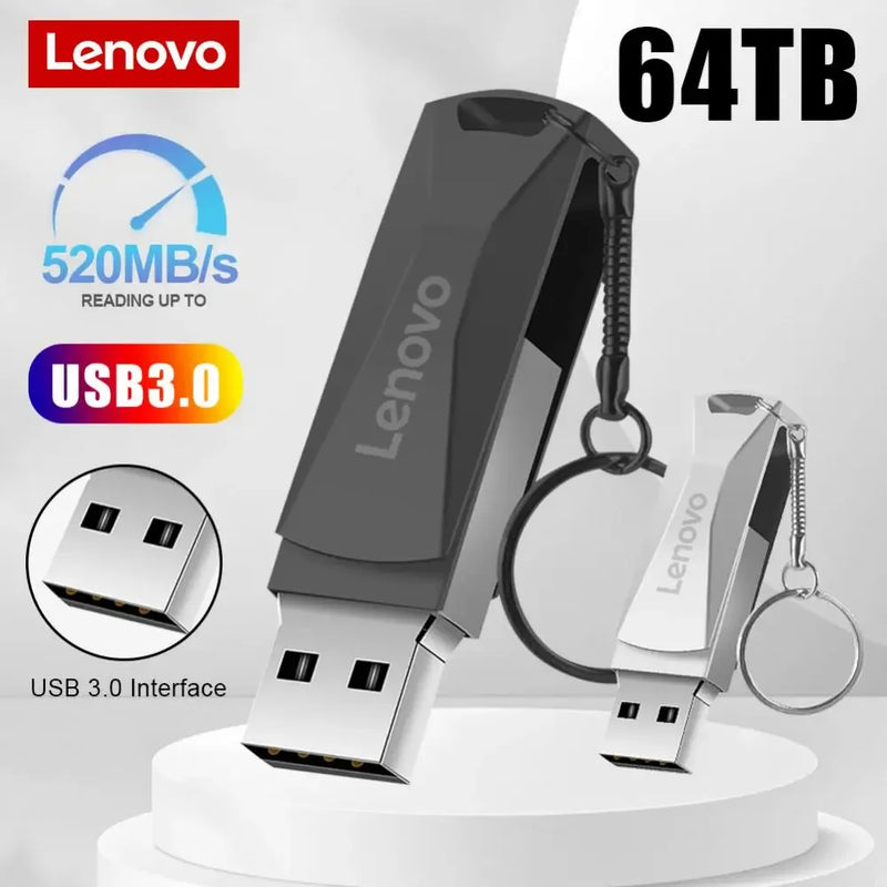 Lenovo Metal 2TB USB Disk Flash Drive USB 3.0 High Speed File Transfer 64TB 6TB Ultra-large Capacity Waterproof Mechanical Style