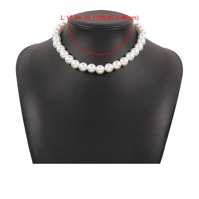 2023 Trend Wedding Party Jewelry Big Pearl Choker Necklace For Women Elegant White Imitation Pearl Necklaces X0172
