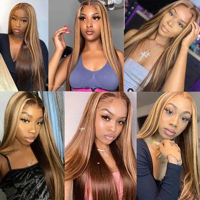Highlight Wig 13x6 Hd Lace Frontal Wig Natural Hairline PrePlucked 30 Inch 13x4 Honey Blonde Straight Lace Front Wigs Human Hair