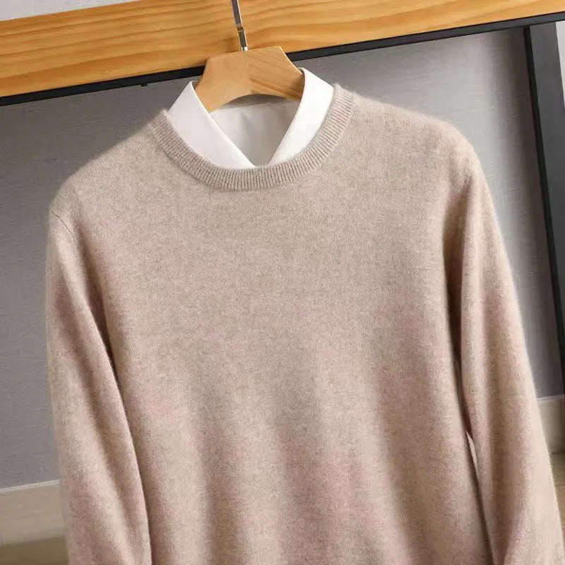 2024 Cashmere Sweater Round Neck Pullover for Men and Women Loose Knitted Bottom for Autumn and Winter New Korean Casual Top
