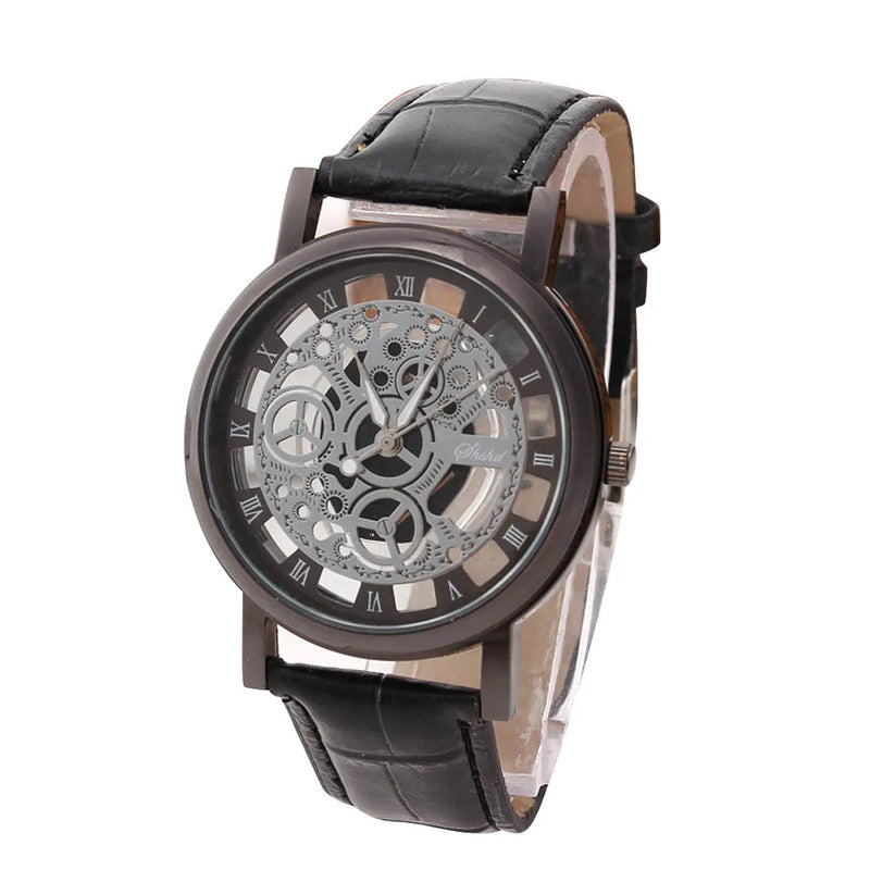 Men Luxury Stainless Steel Quartz Military Sport Leather Band Dial Wrist Watch Automatic Watch Mechanical Watches Men'S  Clock