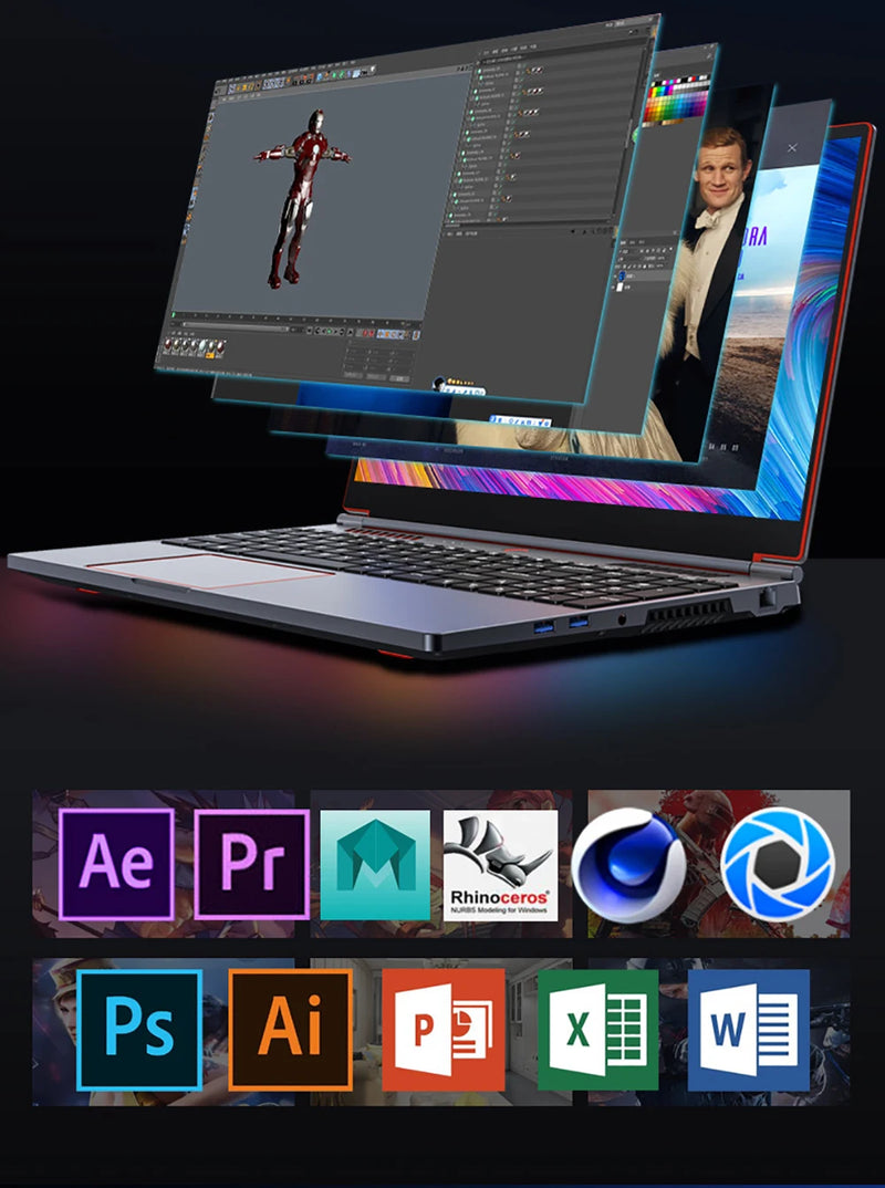 New 16.1 inch Gaming Laptop Intel Core i9-10885H i7-10750H GTX 1650 4G Mini PC Windows 10/11 64GB  4TB SSD Ultra book Computer