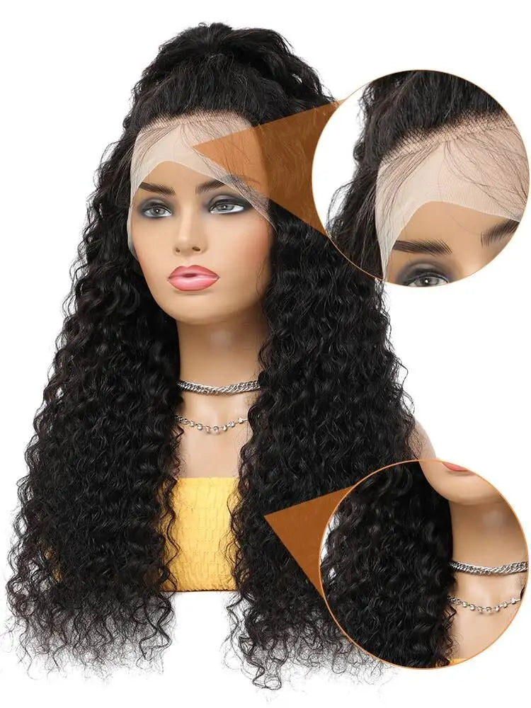 Deep Wave Frontal Wig Human Hair 13x4 Curly Human Hair Wig Transparent HD Lace Wig 13x6 Water Wave Wigs 180 Density