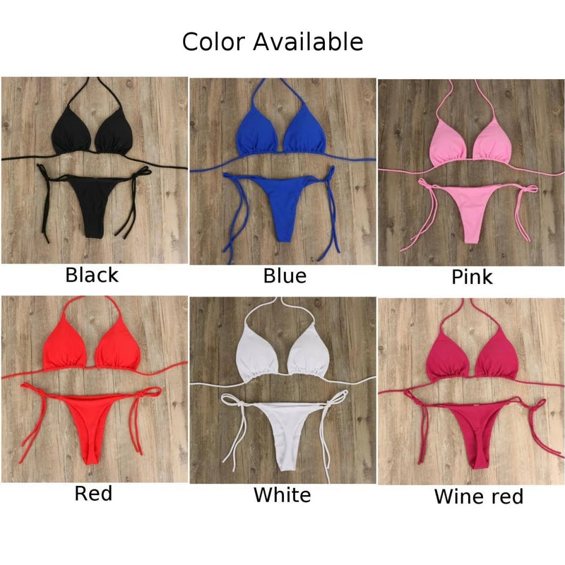 Women Bikini Set Sexy Side Tie Thong Swimsuit Bandage Style Brazilian Swimwear Ultrathin Bra & Brief Sets Erotic Lingerie Set