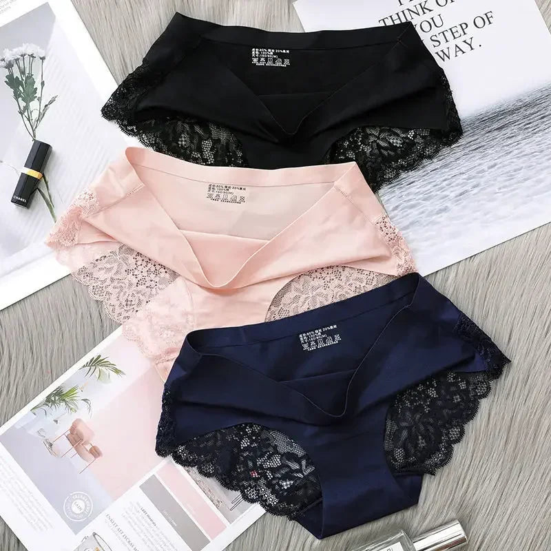Set/lot Seamless WomenComfort Lace Briefs  Hollow Out Panties Set Underwear Low Rise Female Sport Panty Soft Lady Lingerie
