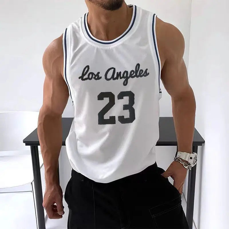 No. 23 Vest Sports Summer Men's Gyms Mesh Tank Tops Fitness Workou Joggers Sleeveless T-Shirt Male Basketball Training Fashion