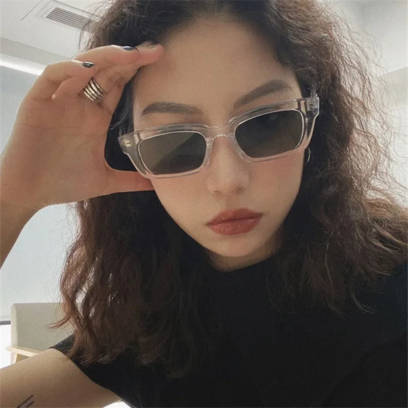 New Women Rectangle Vintage Sunglasses Brand Designer Retro Points Sun Glasses Female Lady Eyeglass Cat Eye Driver Goggles